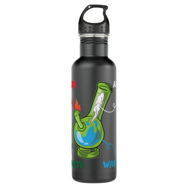 Bong Elements Fire Water Earth Air THC Weed Smokin Stainless Steel Water Bottle (Front)