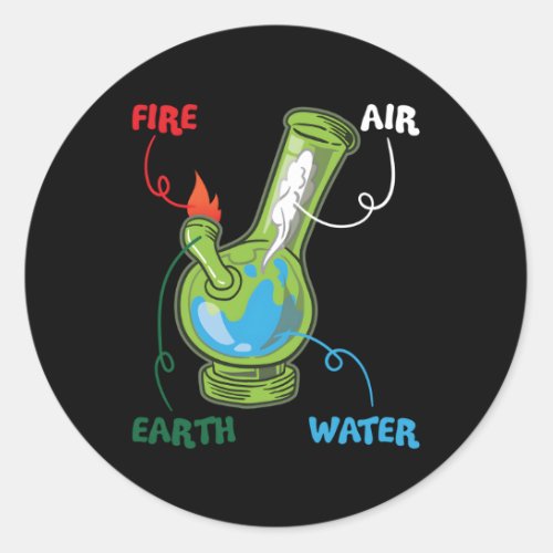 Bong Elets Fire Water Eh Air Thc Weed Smoking Anat Classic Round Sticker