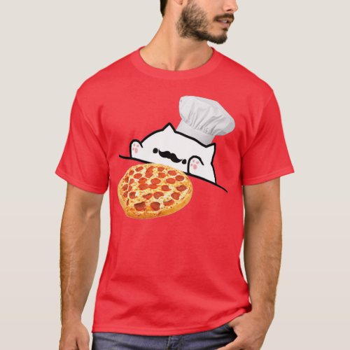 Bongo Cat Pizza Chef  T_Shirt