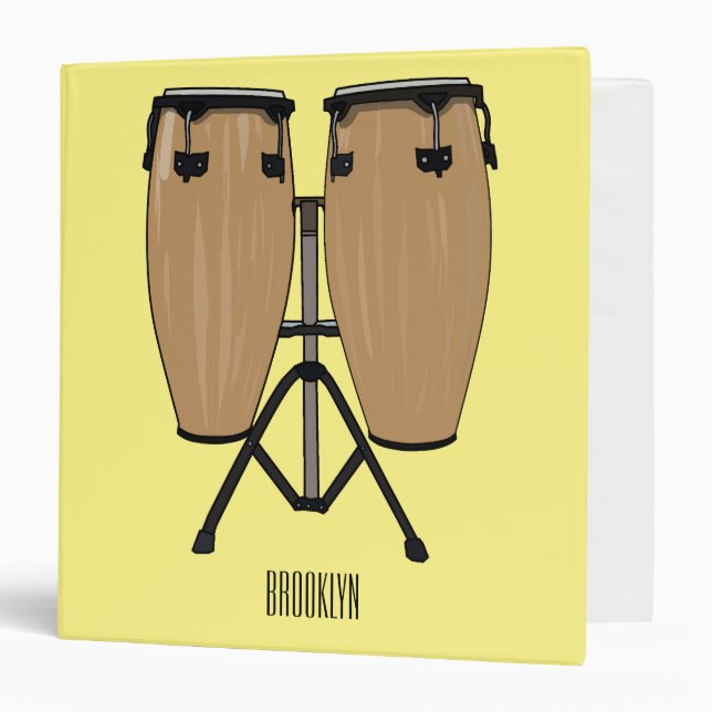 Bongo drum cartoon illustration  3 ring binder (Front/Inside)
