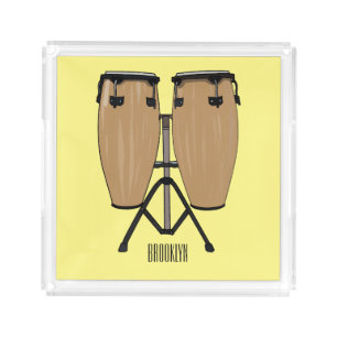 Bongo drum cartoon illustration acrylic tray