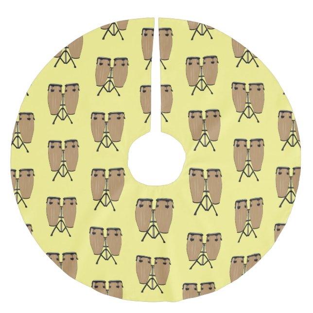 Bongo drum cartoon illustration  brushed polyester tree skirt (Front)