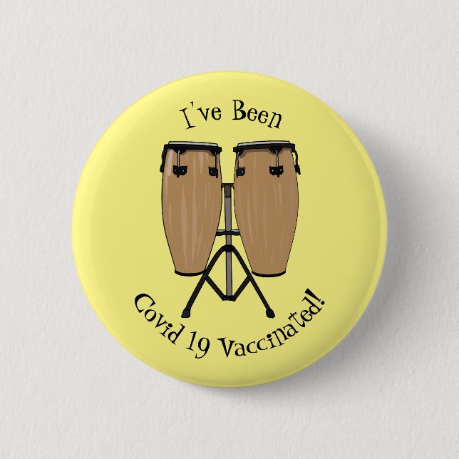 Bongo drum cartoon illustration button (Front)