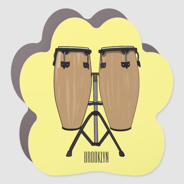 Bongo drum cartoon illustration  car magnet (Front)