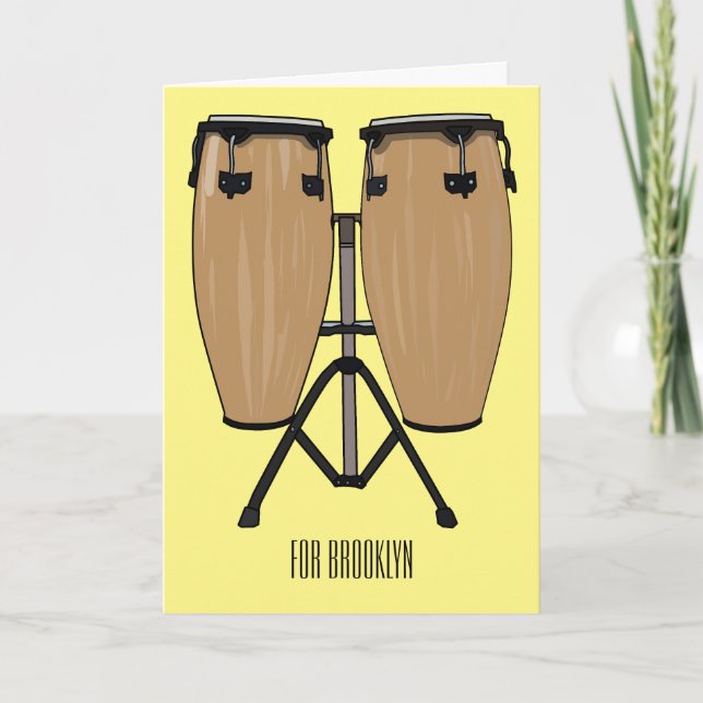 Bongo drum cartoon illustration  card (Front)