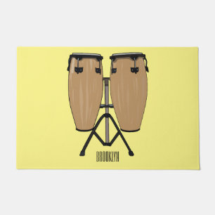 Bongo drum cartoon illustration doormat