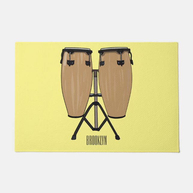 Bongo drum cartoon illustration  doormat (Front)