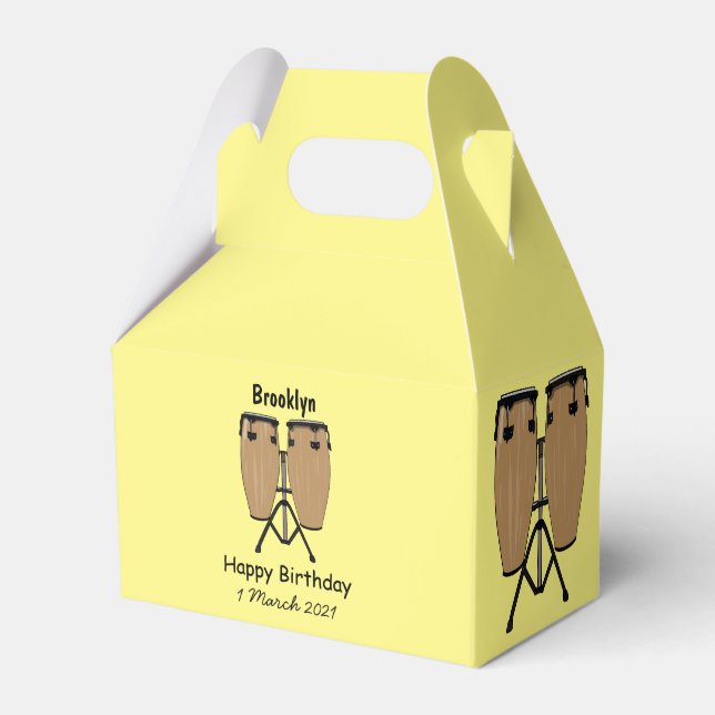 Bongo drum cartoon illustration favor boxes (Front Side)