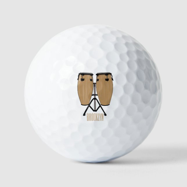 Bongo drum cartoon illustration  golf balls (Front)