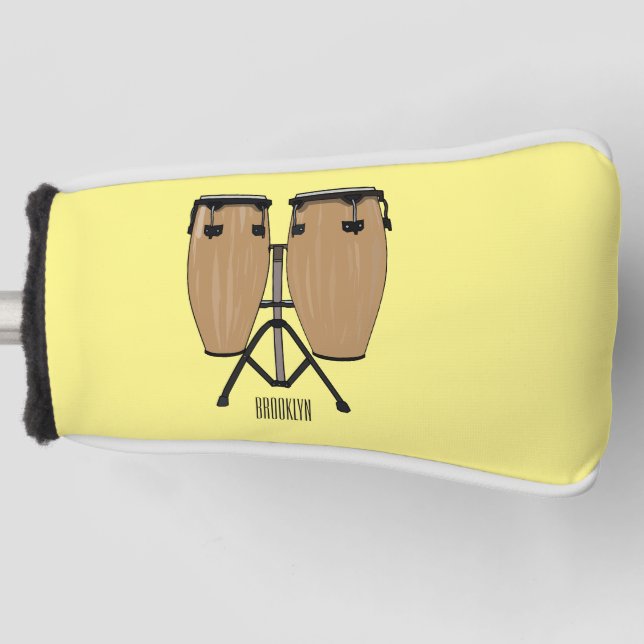 Bongo drum cartoon illustration  golf head cover (Front)