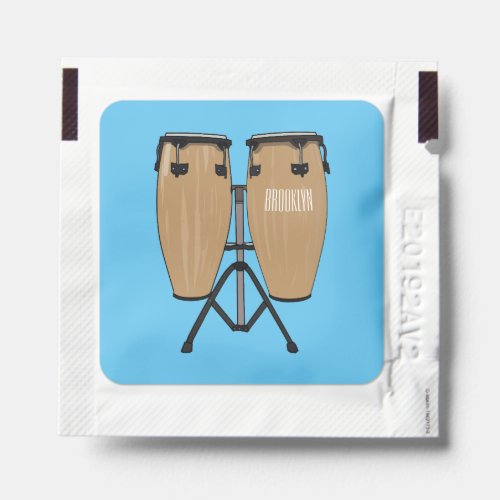Bongo drum cartoon illustration  hand sanitizer packet