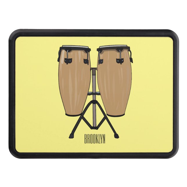 Bongo drum cartoon illustration  hitch cover (Front)