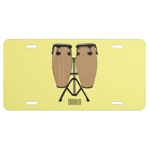 Bongo drum cartoon illustration license plate
