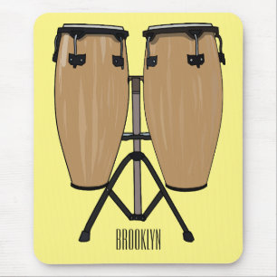 Bongo drum cartoon illustration mouse pad