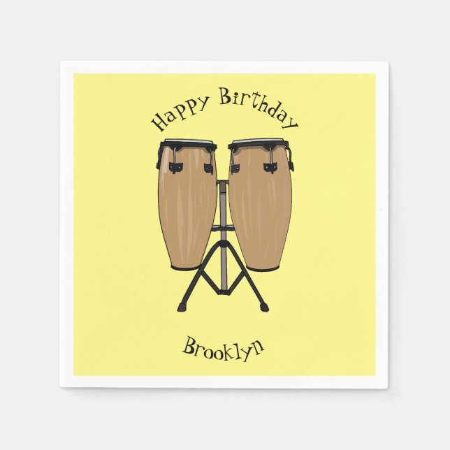 Bongo drum cartoon illustration napkins (Front)