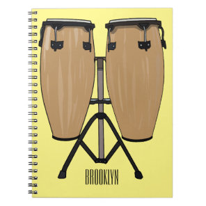 Bongo drum cartoon illustration  notebook