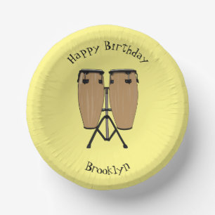 Bongo drum cartoon illustration paper bowls