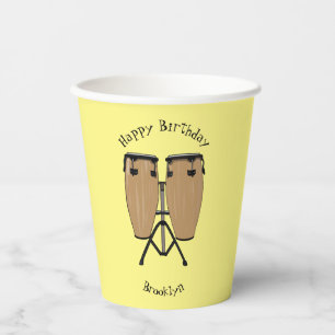 Bongo drum cartoon illustration paper cups