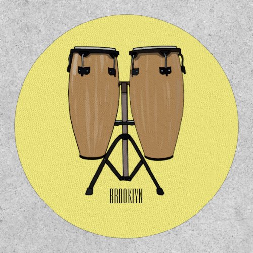 Bongo drum cartoon illustration  patch