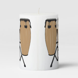 Bongo drum cartoon illustration pillar candle