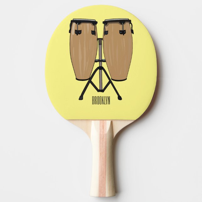 Bongo drum cartoon illustration  ping pong paddle (Front)