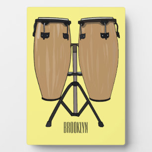 Bongo drum cartoon illustration plaque