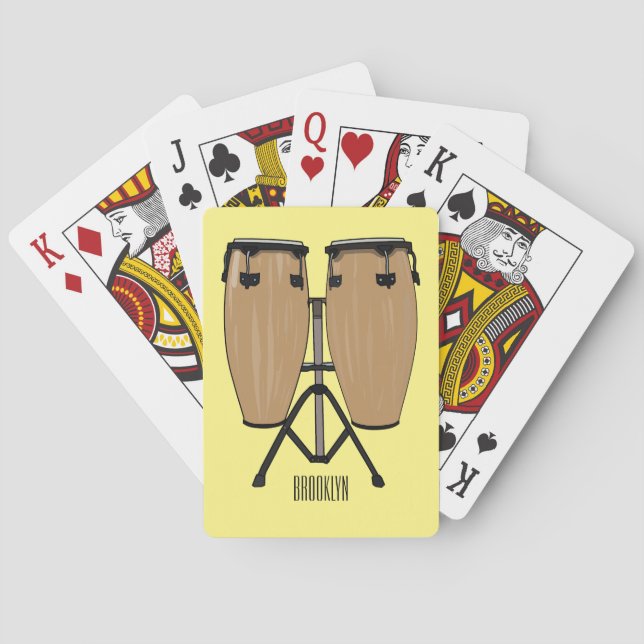 Bongo drum cartoon illustration  poker cards (Back)