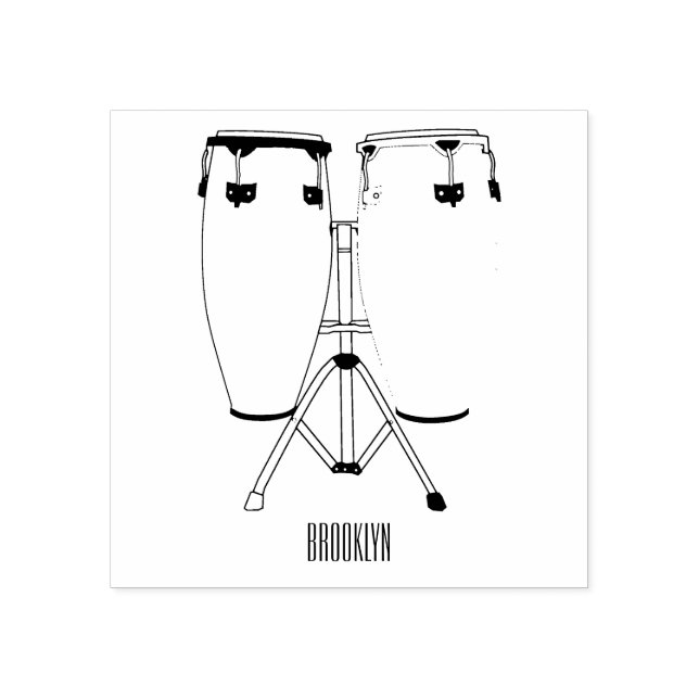 Bongo drum cartoon illustration rubber stamp (Imprint)