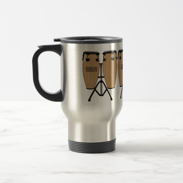 Bongo drum cartoon illustration  travel mug (Left)