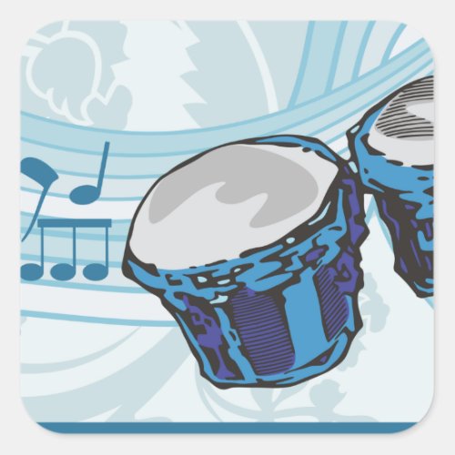 Bongo Drum Music Square Sticker