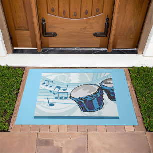Bongo Drums and Music Notes Doormat