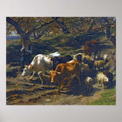 Bonheur _ A Shepherd With His Flock Poster