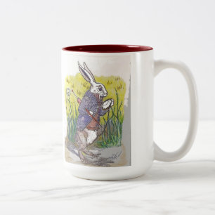 Bonhomme Bunny with Pocket Watch Two-Tone Coffee Mug