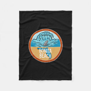 Bonita Beach Florida Fl Ocean Wave Shark Fin Vacat Fleece Blanket