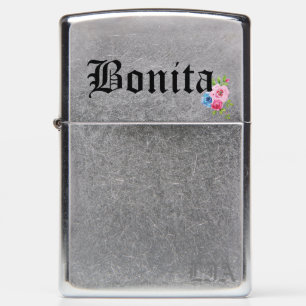Bonita Initial Zippo Brushed Chrome Pocket Lighter