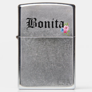 Bonita Initial Zippo Brushed Chrome Pocket Lighter