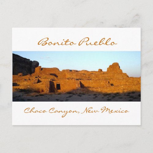 Bonito Pueblo Chaco Canyon at Sunset Postcard