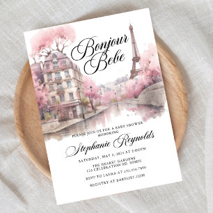 Bonjour Baby, Hello Baby, baby shower, French Baby Invitation