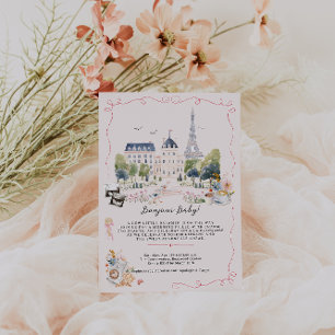 Bonjour Baby! Parisian Watercolor Baby Shower Invitation