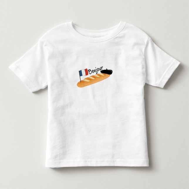 Bonjour Baguette  - Funny French Food Toddler T-shirt (Front)