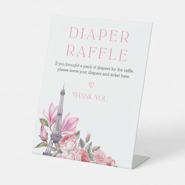 Bonjour Bebe | Baby Shower Diaper Raffle Sign (Front)