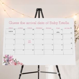 Bonjour Bebe   Baby Shower Due Date Calendar Foam Board