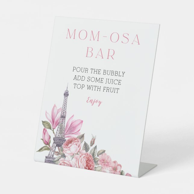 Bonjour Bebe | Baby Shower Mom-osa Bar Sign (Front)