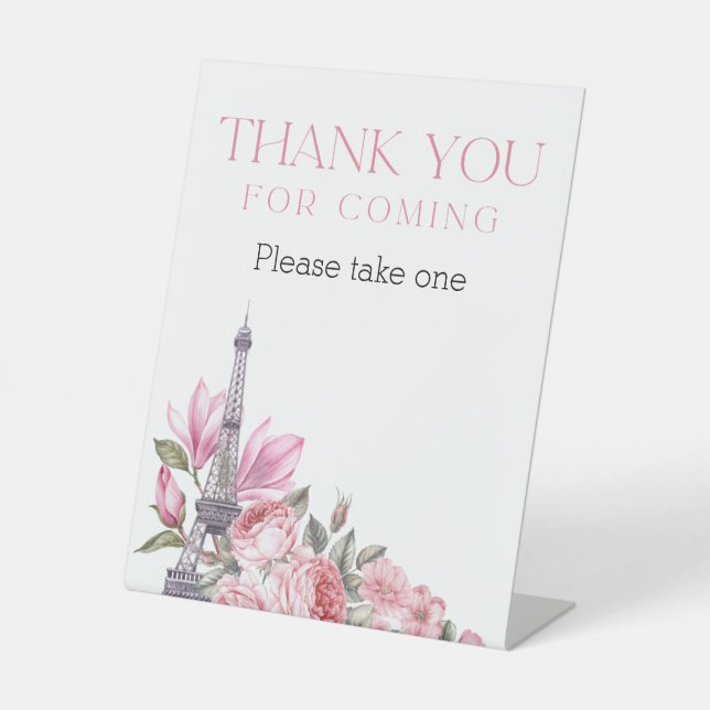 Bonjour Bebe | Baby Shower Thank you for coming  Pedestal Sign (Front)