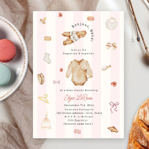 Bonjour Bébé Baguettes Layettes French Baby Shower Invitation
