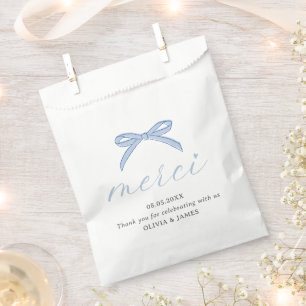 Bonjour Bébé Blue Paris Coquette Bow Baby Shower Favor Bag