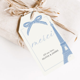 Bonjour Bébé Blue Paris Eiffel Baby Shower Favor Gift Tags