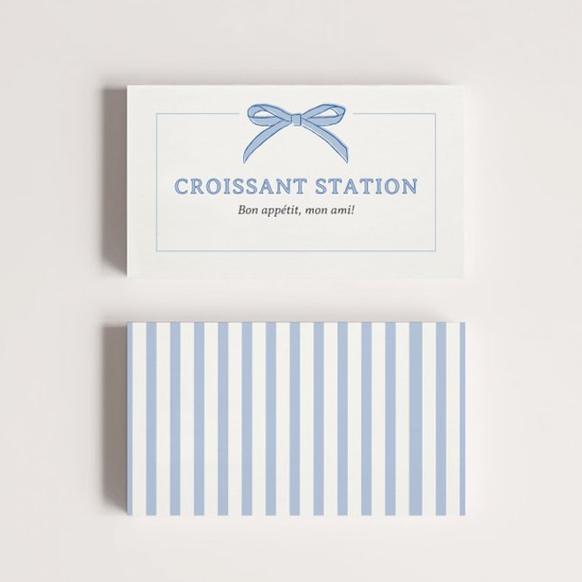Bonjour Bébé Blue Paris Eiffel Baby Shower Place Card (Creator Uploaded)