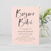 Bonjour Bebe Blush French Baby Shower Invitation (Standing Front)