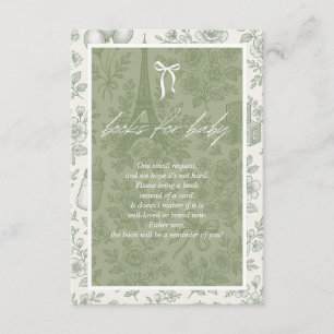 Bonjour Bebe Books for Baby Sage Green French Jouy Enclosure Card